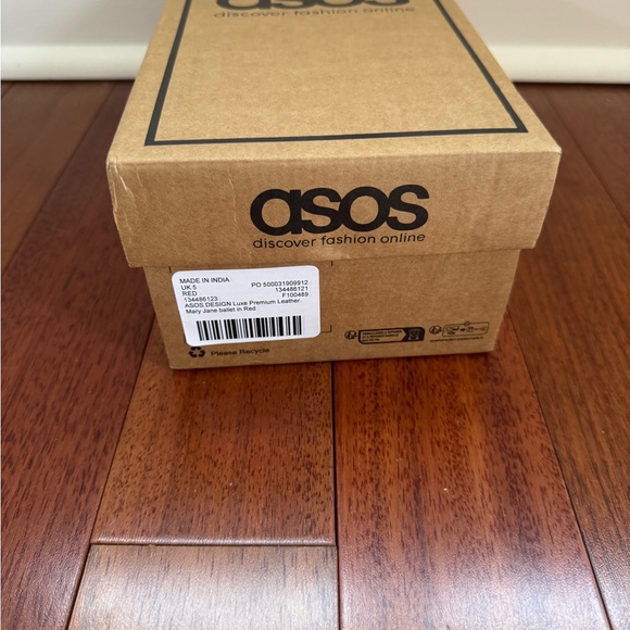NEW IN BOX ASOS red leather ballet flats - Picture 8 of 8
